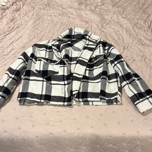 Love Tree Black and White Plaid Shirt Jacket